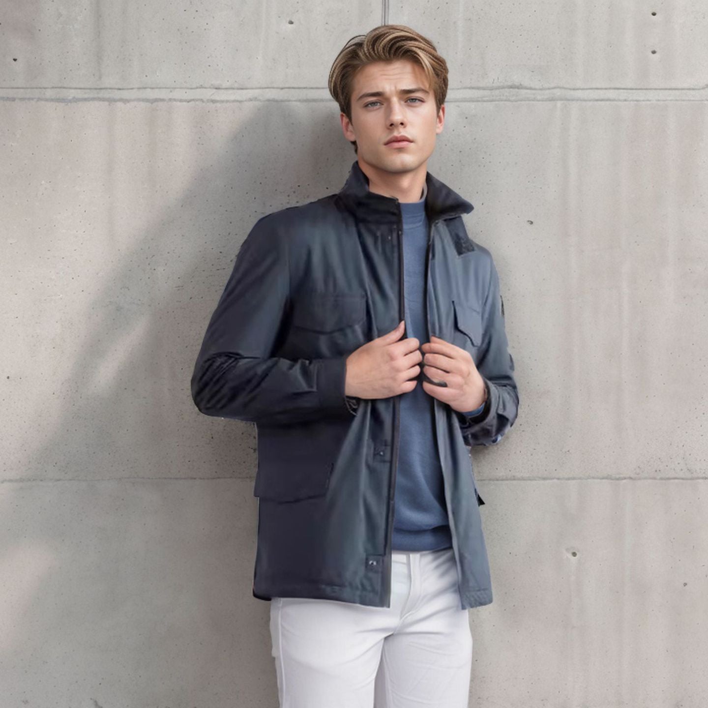 Men's versatile utility jacket with high collar and practical pockets NOVAE