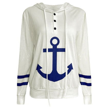 Women's casual sweatshirt with nautical anchor design NOVAE