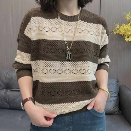 Women's knitted sweater with fashionable openwork pattern and casual cut NOVAE