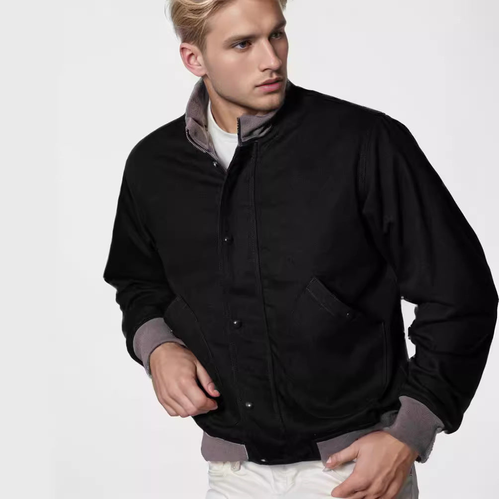 Men's casual transitional jacket with high collar and practical pockets NOVAE
