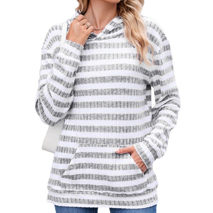 Women's Casual Hoodie with Striped Design and Practical Pockets NOVAE
