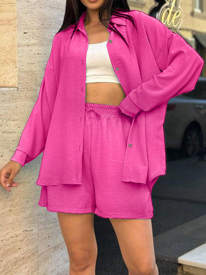 Women's casual overshirt set with elasticated waistband and wide-cut shorts NOVAE