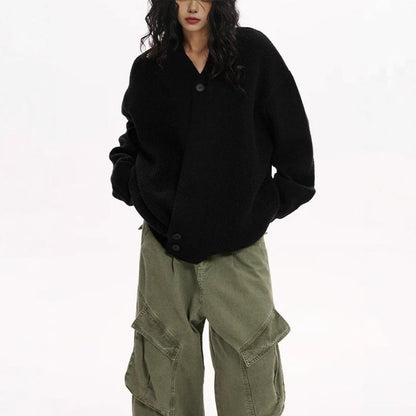 Women's fashionable knit cardigan with trendy lapel NOVAE