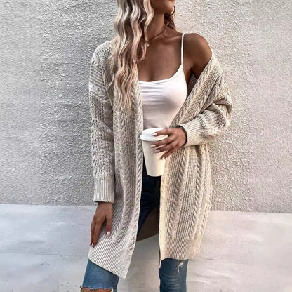 Women's chunky knit cardigan with a wide cut and textured look NOVAE