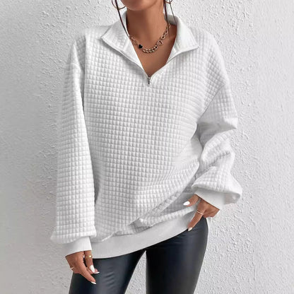 Women's fashionable quilted sweater with half zipper NOVAE