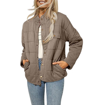 Women's quilted jacket with decorative button NOVAE