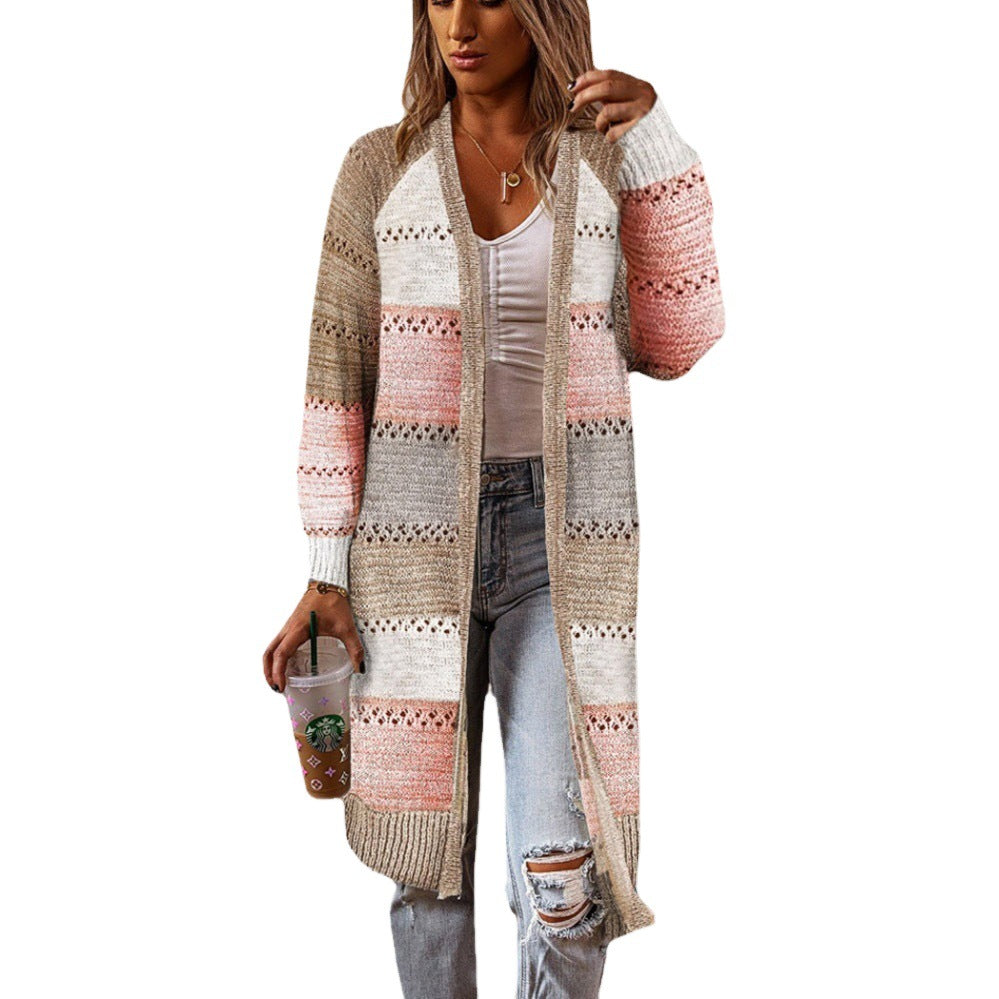 Women's cardigan with colorful pattern and voluminous sleeves NOVAE