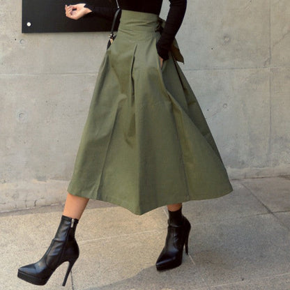 Women's A-line skirt with high waist and pleats NOVAE