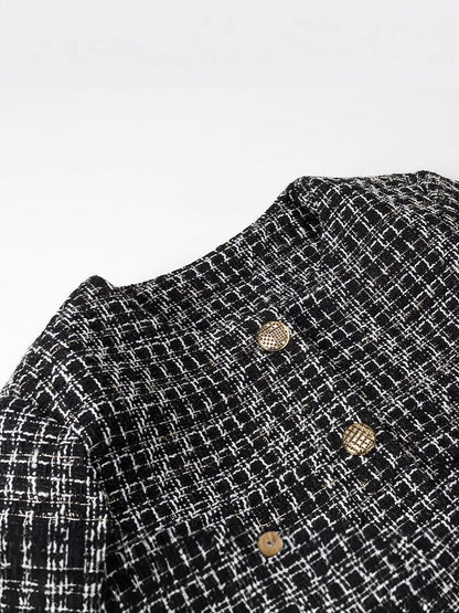 Women's elegant tweed jacket with gold buttons NOVAE