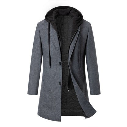 Men's elegant transitional coat with detachable hood NOVAE