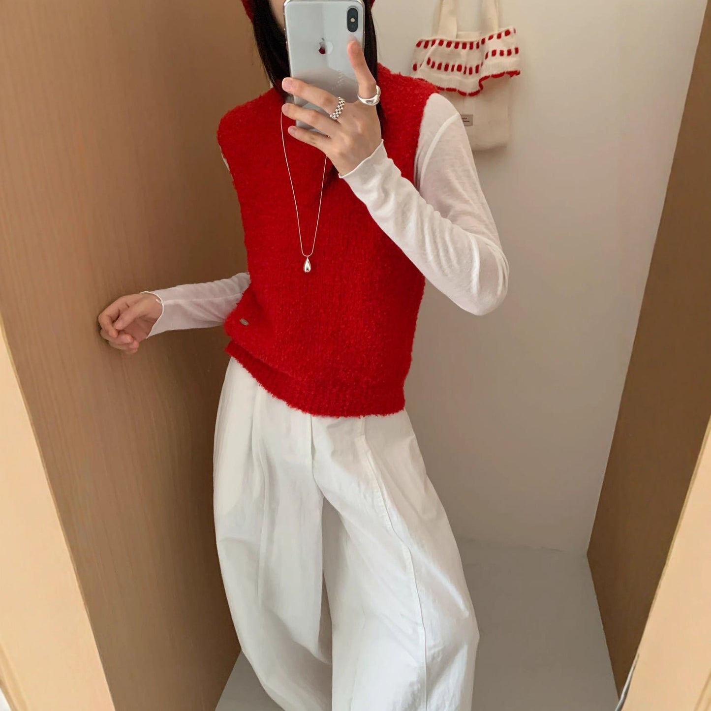 Women's knitted vest with soft, fluffy material and modern cut NOVAE