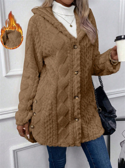 Women's Cozy Teddy Jacket with Button Closure NOVAE