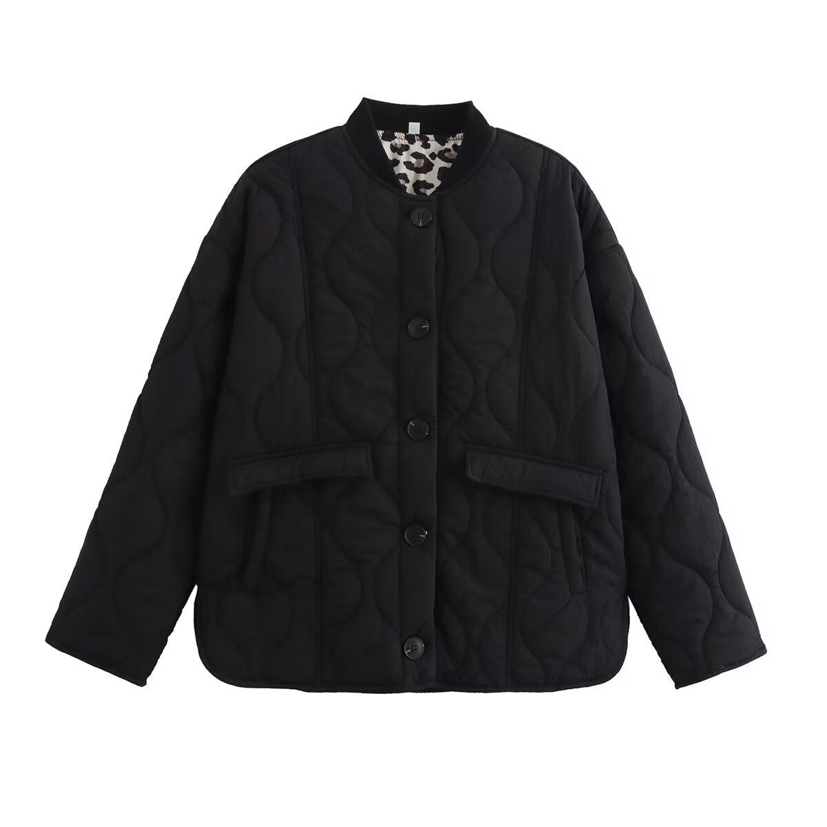 Women's quilted transitional jacket with practical pockets and fashionable stand-up collar NOVAE