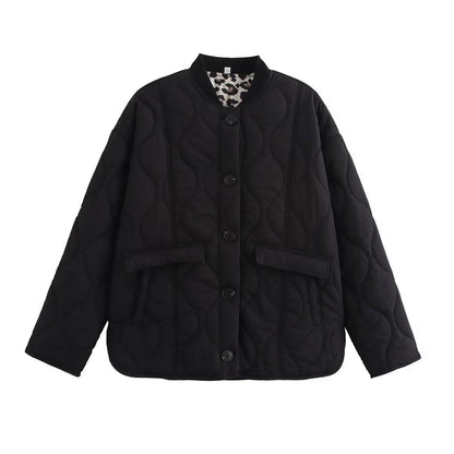 Women's quilted transitional jacket with practical pockets and fashionable stand-up collar NOVAE