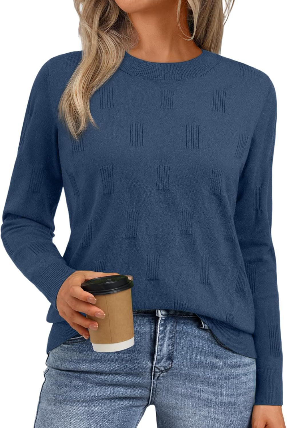 Women's knitted sweater with a fine textured pattern NOVAE
