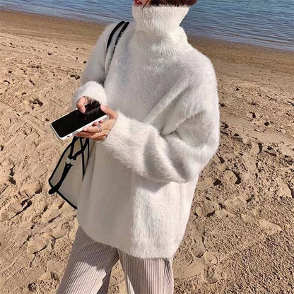 Women's Fluffy Loose Fit High Collar Sweater NOVAE