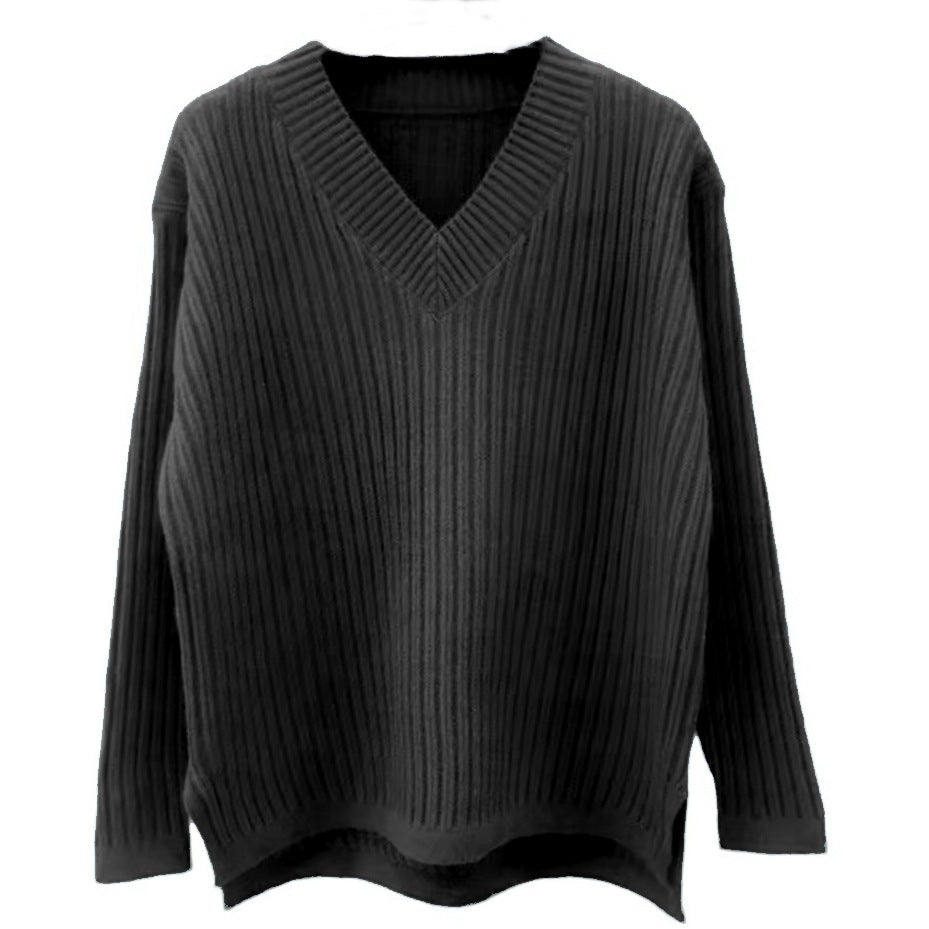 Women's V-neck knit sweater with fine ribbing and a relaxed fit NOVAE