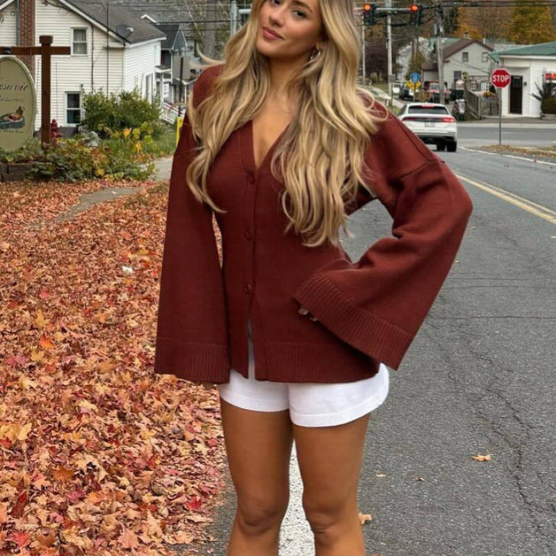 Women's Oversized Long-Sleeved Knit Cardigan NOVAE