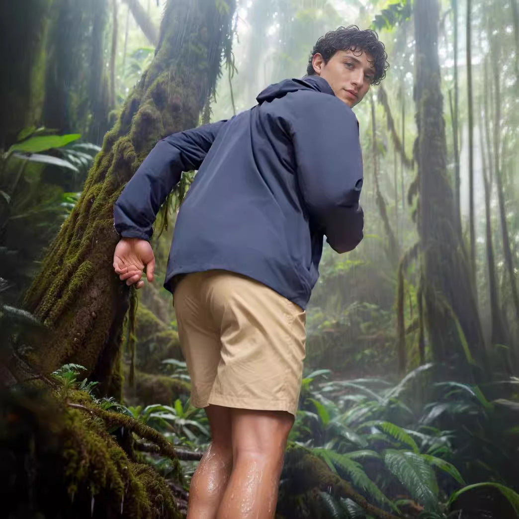 Men's weatherproof utility jacket with adjustable hood system NOVAE