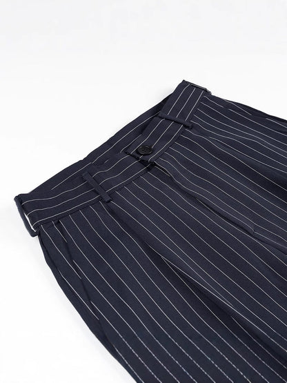 Women's wide-leg high-waisted trousers with elegant stripes NOVAE