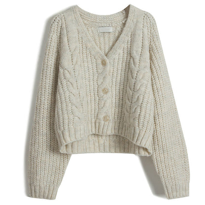 Women's cozy knitted cardigan with decorative cable pattern NOVAE