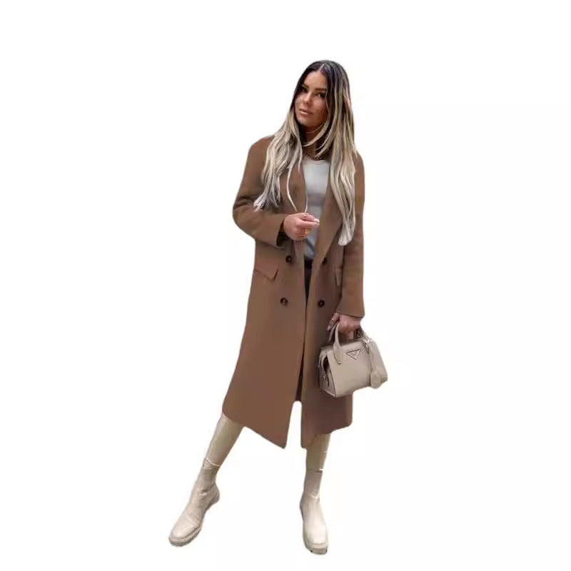 Women's Elegant and Timeless Double-Breasted Wool Coat NOVAE