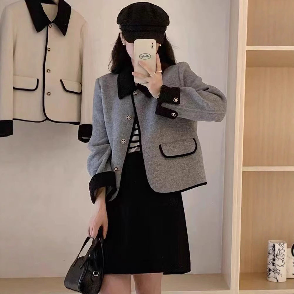 Women's elegant short jacket with contrasting details NOVAE