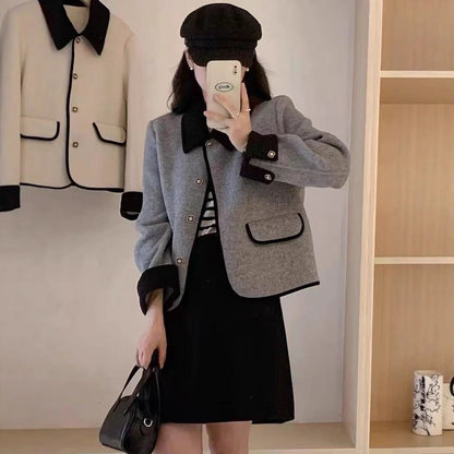 Women's elegant short jacket with contrasting details NOVAE