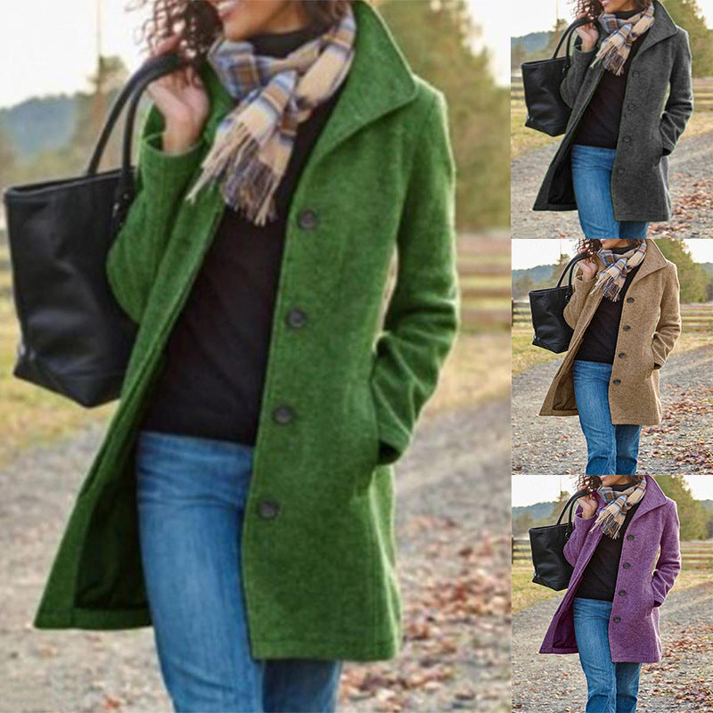 Women's elegant wool coat with classic lapel NOVAE