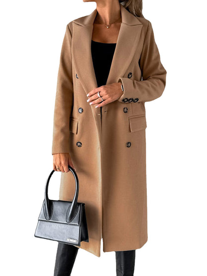 Women's elegant double-breasted coat with practical pockets and high-quality workmanship NOVAE