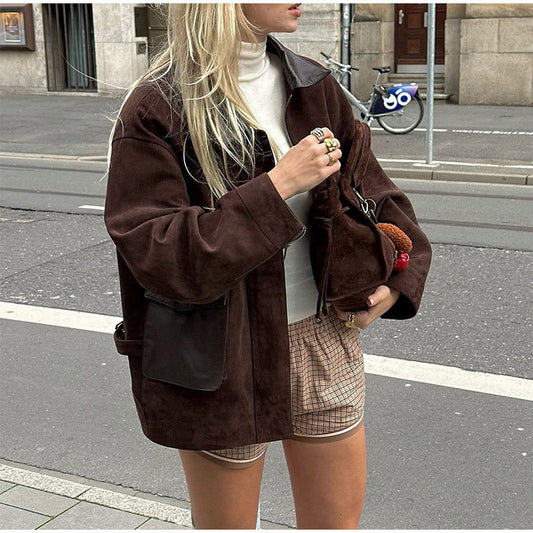 Women's leather jacket in a modern utility style NOVAE