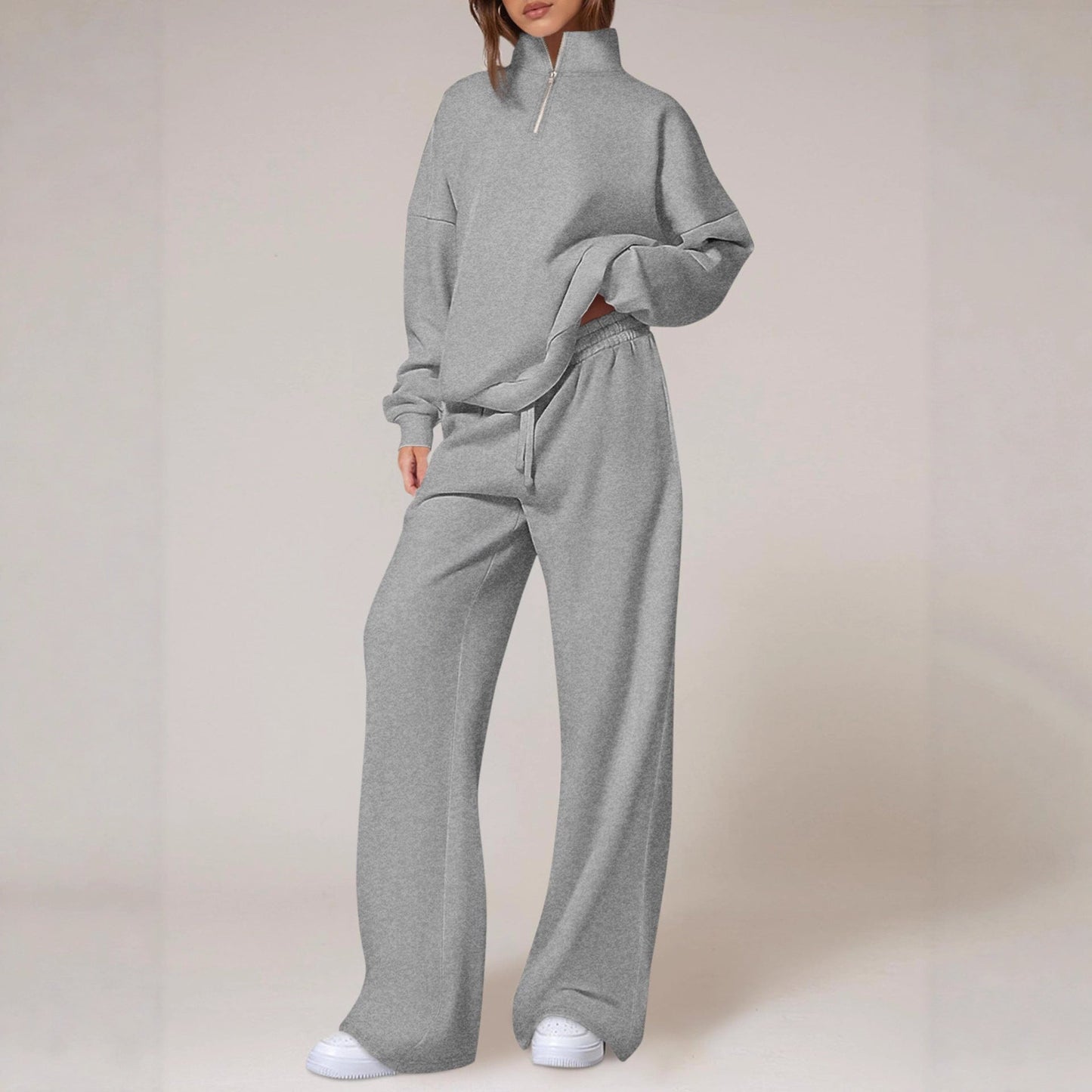 Women's casual sweatpants set with stand-up collar and zipper NOVAE