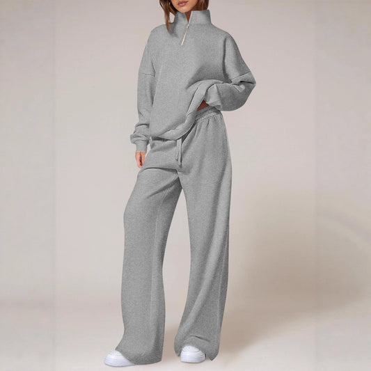 Women's casual sweatpants set with stand-up collar and zipper NOVAE