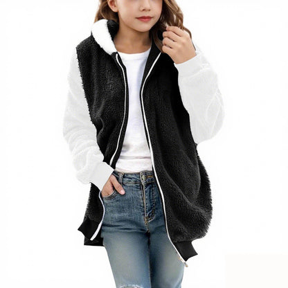 Women's cozy hooded coat with zipper NOVAE