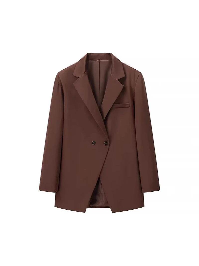 Women's elegant oversized blazer with double button placket and practical pockets NOVAE