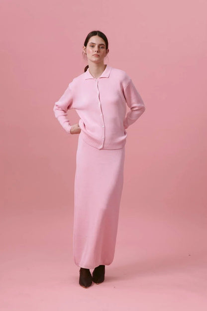 Women's cardigan with polo collar and button closure NOVAE