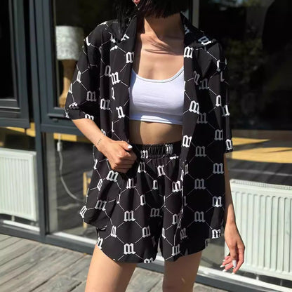 Women's casual short-sleeved pajama set with stylish pattern NOVAE