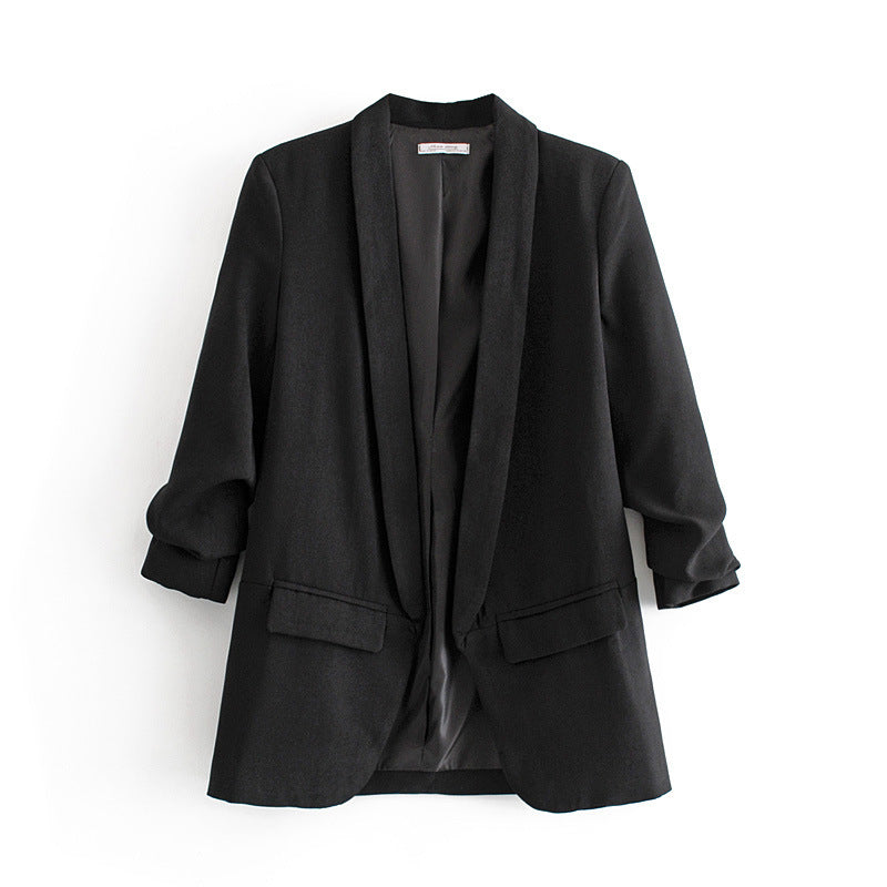 Women's elegant blazer with rolled-up sleeves and practical pockets NOVAE