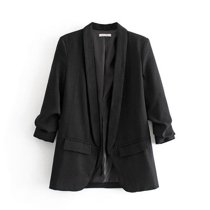 Women's elegant blazer with rolled-up sleeves and practical pockets NOVAE