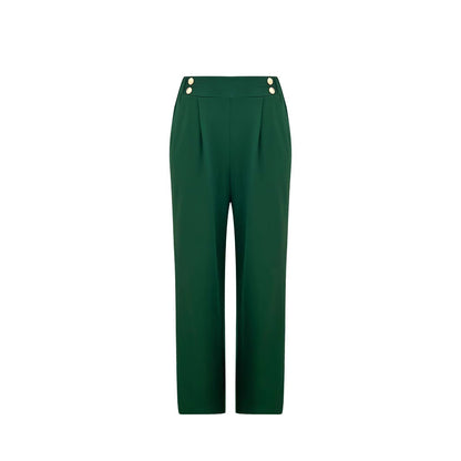 Women's Elegant Wide Leg Trousers with Decorative Button Details NOVAE