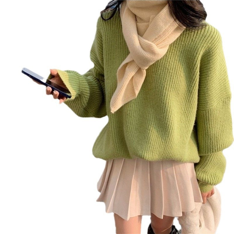 Women's oversized knit sweater with fine ribbing and a relaxed fit NOVAE