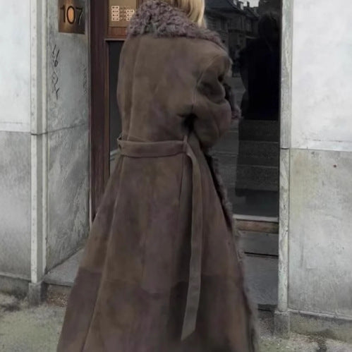 Women's Long Teddy Coat with Luxurious Fur Trim NOVAE