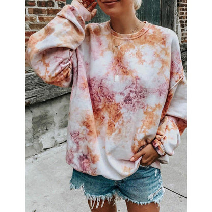 Women's Oversized Sweatshirt in Fashionable Batik Design NOVAE