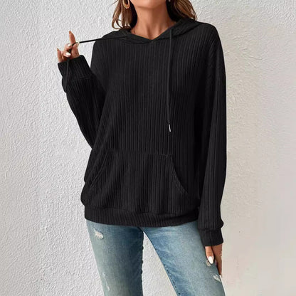 Women's casual hooded sweatshirt in a fine rib knit design NOVAE