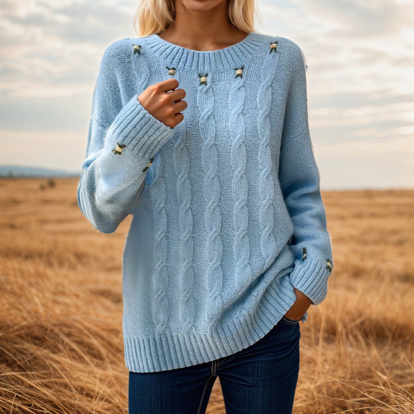 Women's knit sweater with a relaxed fit and exquisite details NOVAE