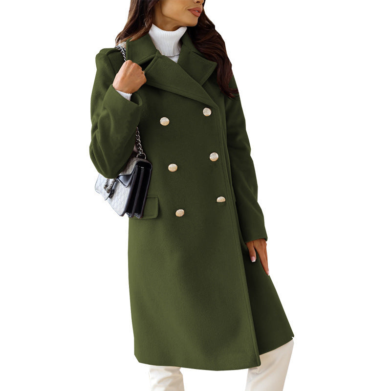 Women's elegant and timeless wool coat with double button placket NOVAE