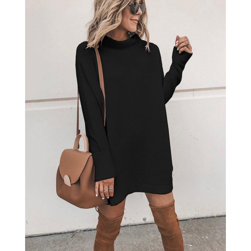Women's Cozy Oversized Dress with Roll Neck and Long Sleeves NOVAE