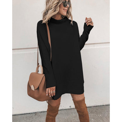 Women's Cozy Oversized Dress with Roll Neck and Long Sleeves NOVAE