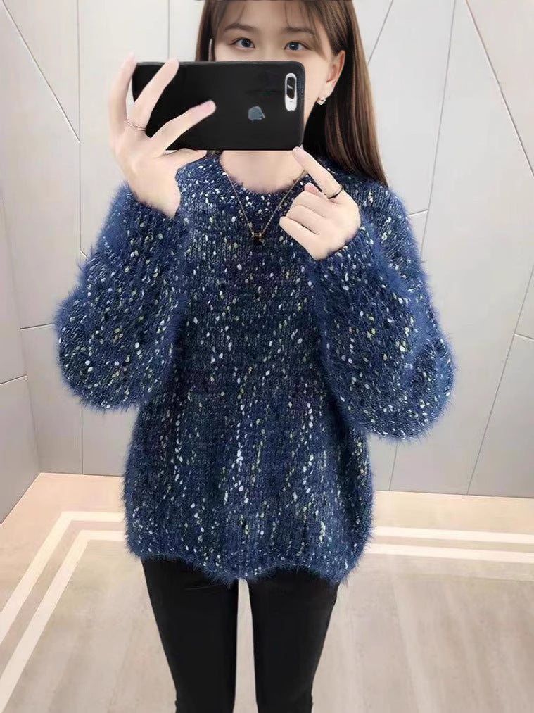 Women's fluffy sweater with a unique textured design and sparkling accents NOVAE