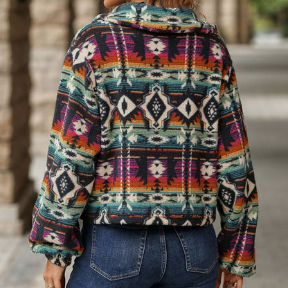 Women's Cozy Boho-Style Jacket with Colorful Pattern NOVAE